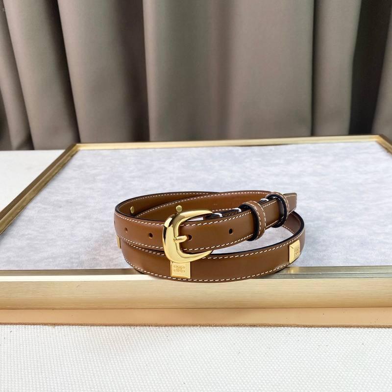 Celine Women Gold Buckle Belt 'Brown'
