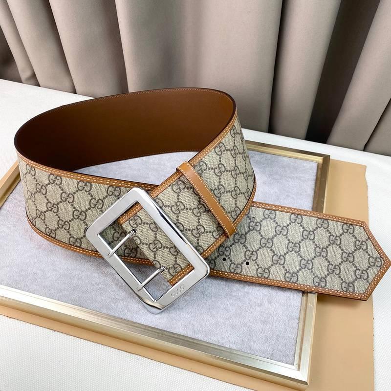 GUCCI Embellished coated-canvas and leather Women belt 'Beige'