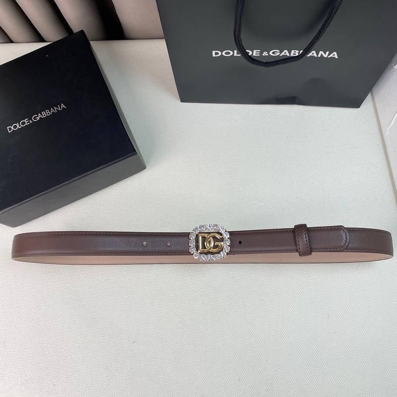Dolce Gabbana Women Calfskin belt with bejeweled DG logo 'Beige'