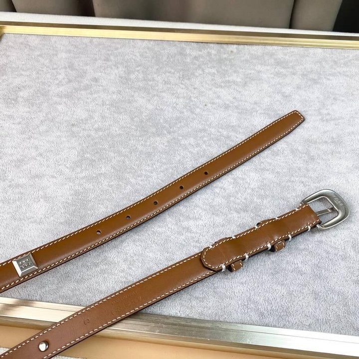 Celine Women Silver Buckle Belt 'Brown'