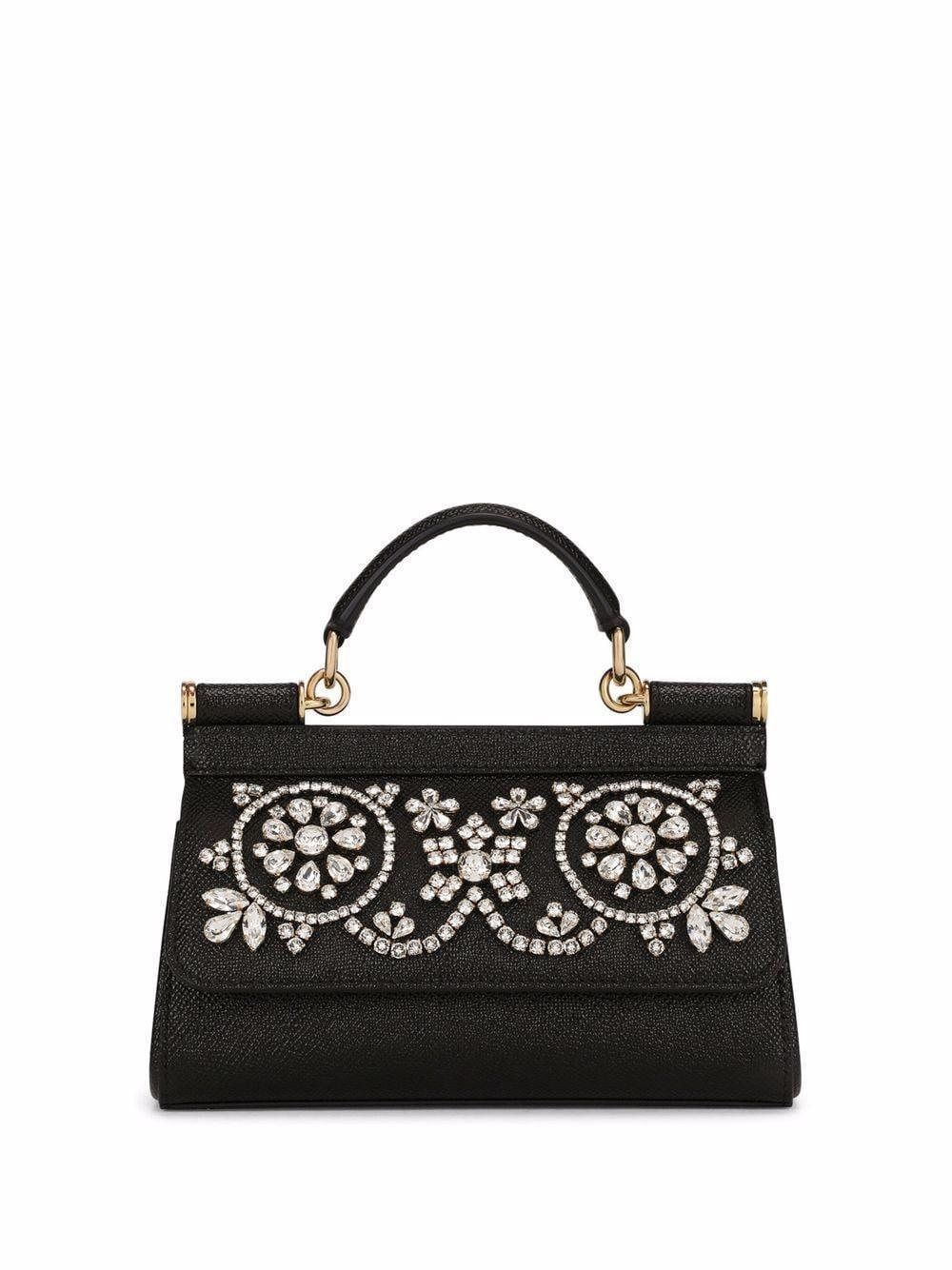 Dolce & Gabbana small Sicily rhinestone-embellished top-handle bag