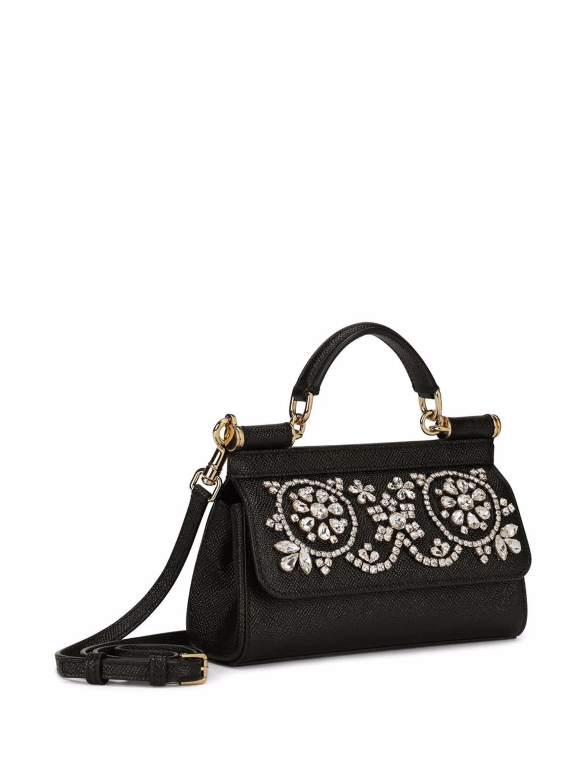 Dolce & Gabbana small Sicily rhinestone-embellished top-handle bag
