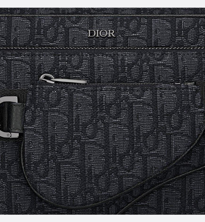 Dior Saddle Triple Pouch Beige and Black Dior Oblique Jacquard