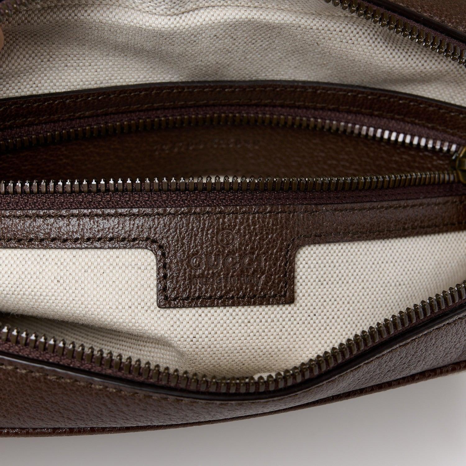 Gucci GG Supreme Monogram Textured Dollar Calfskin Ophidia Flap Shoulder Bag Beige Ebony New Acero