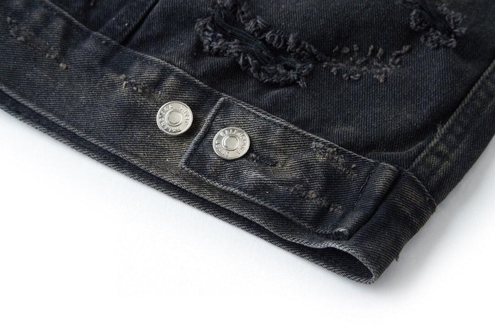 Balenciaga Oversized Distressed Denim Jacket - Black