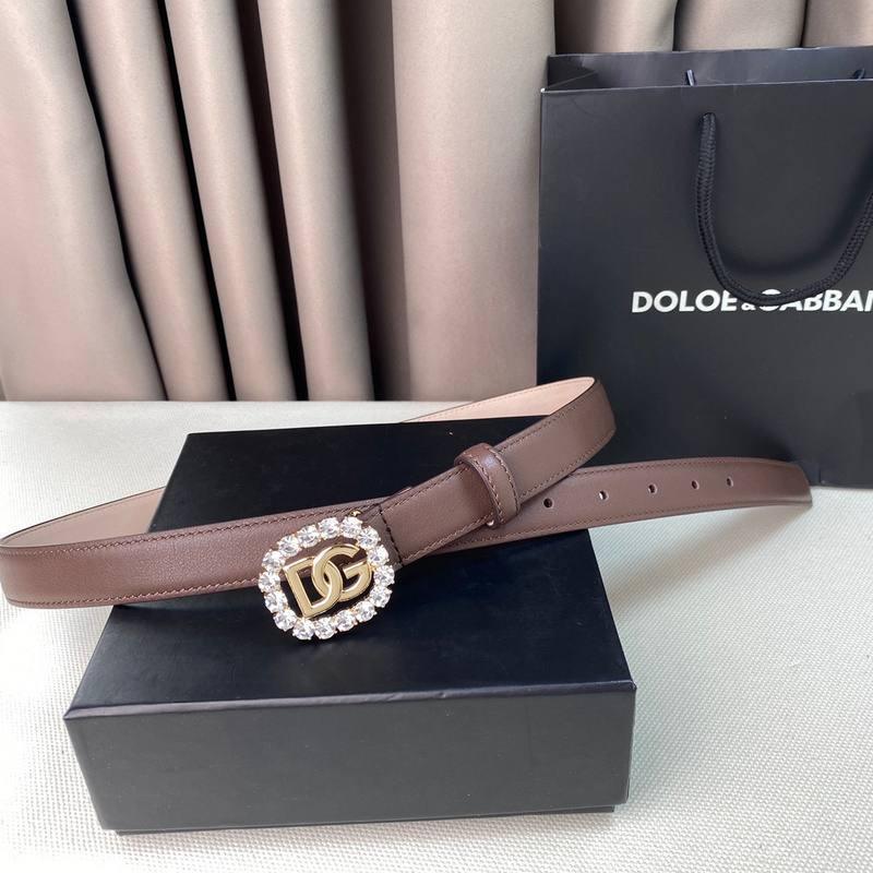 Dolce Gabbana Women Calfskin belt with bejeweled DG logo 'Beige'