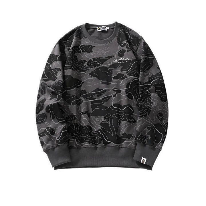 BATHING APE MEN SWEATSHIRT LAYERED CAMO CREWNECK MENS
