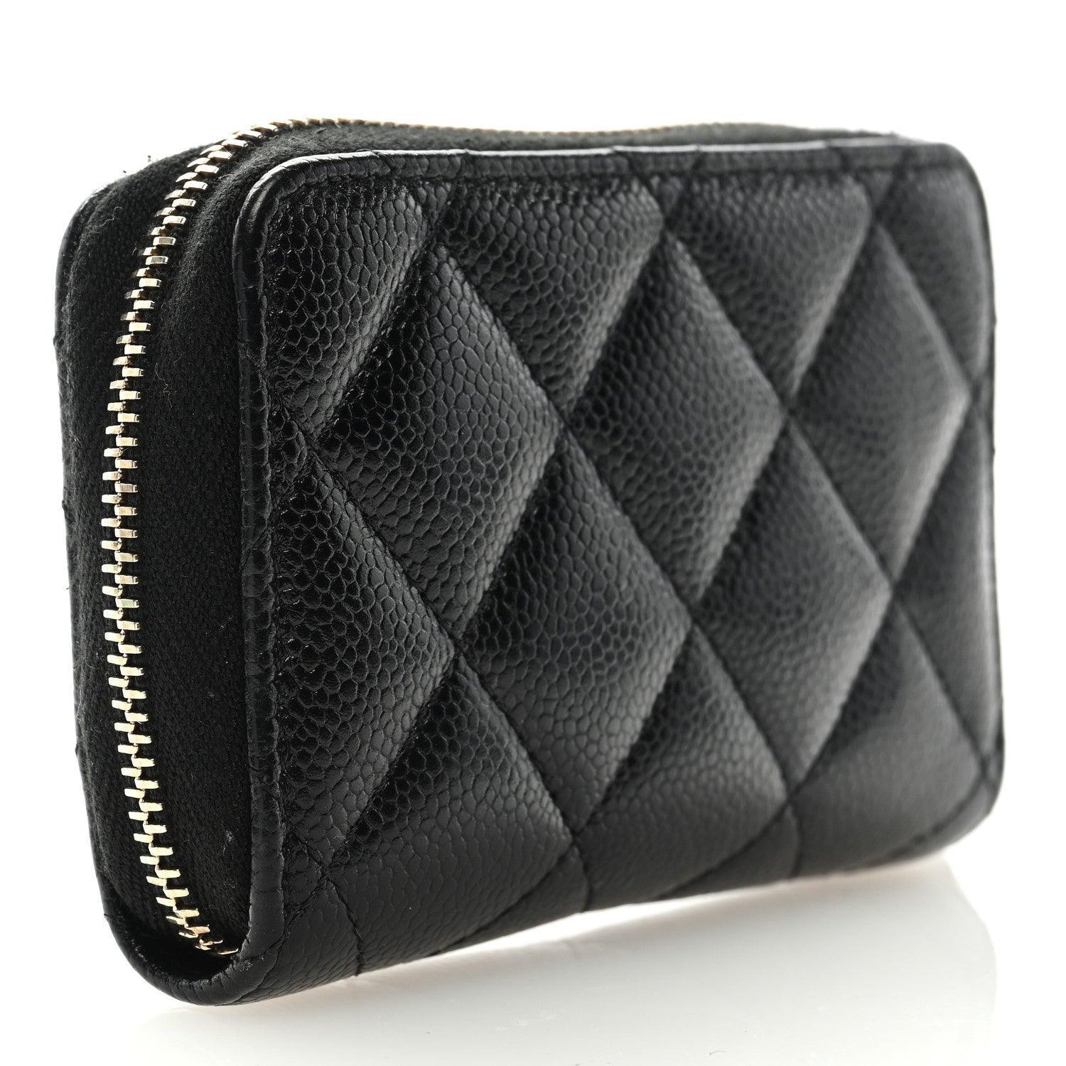 Chanel  Caviar Quilted Multi Chain CC Zip Coin Purse Black
