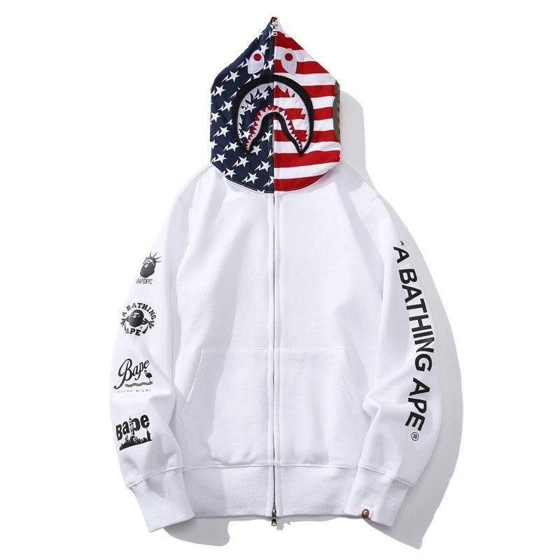 BAPE US Limited Collection USA Shark Hoodie A Bathing Ape White