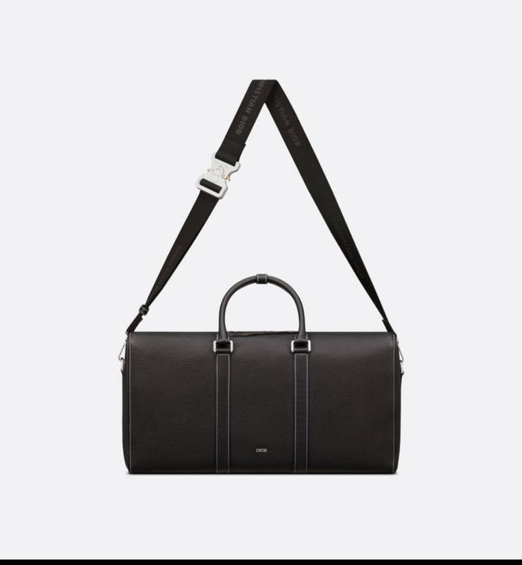 Dior Lingot 50 Duffle Bag In Black Grained Calfskin