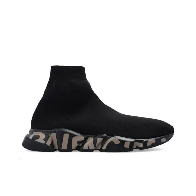 Balenciaga Speed Graffiti Trainers Black Dark Beige