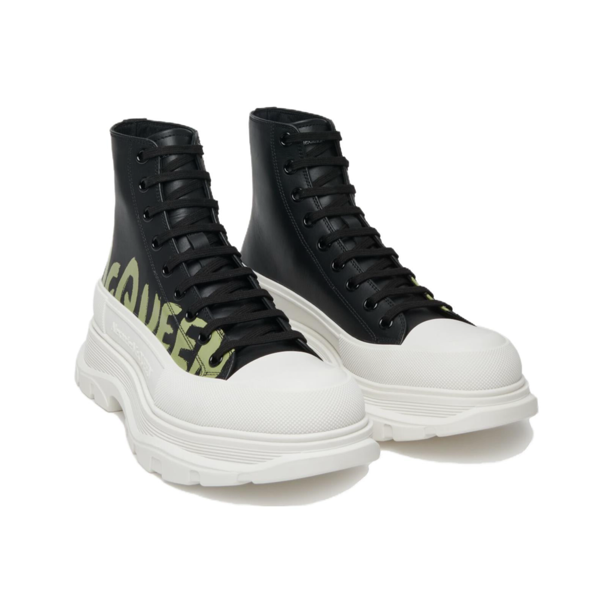 Alexander McQueen Tread Slick Lace-up High Top Shoes 'Black White