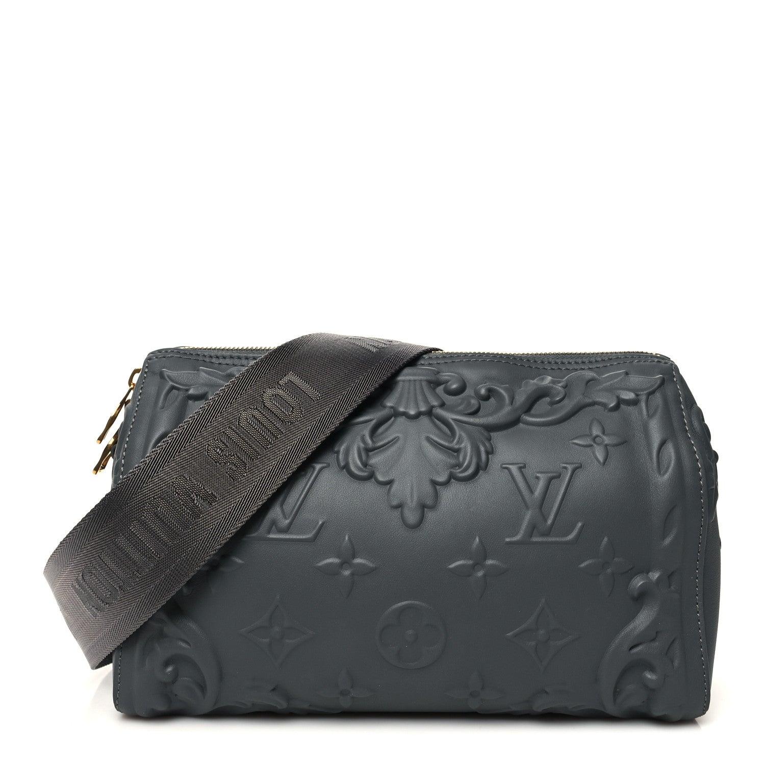 Louis Vuitton  Calfskin Debossed Monogram Versailles City Keepall Dark Shadow Grey