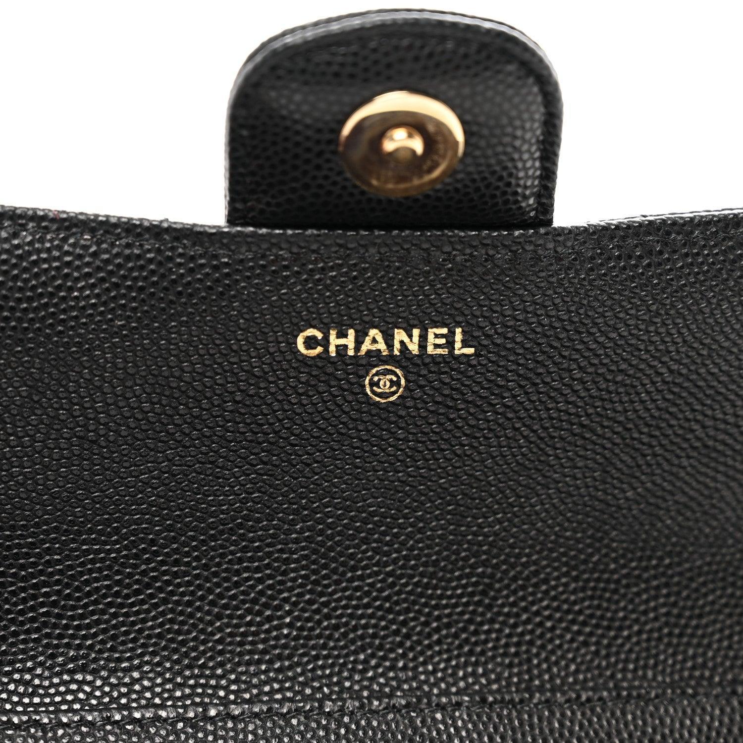 Caviar Quilted Handbag Glasses Case With Chain Black