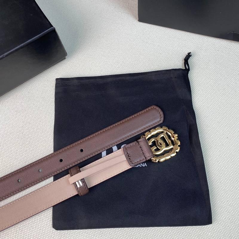 Dolce Gabbana Women Calfskin belt with bejeweled DG logo 'Beige'