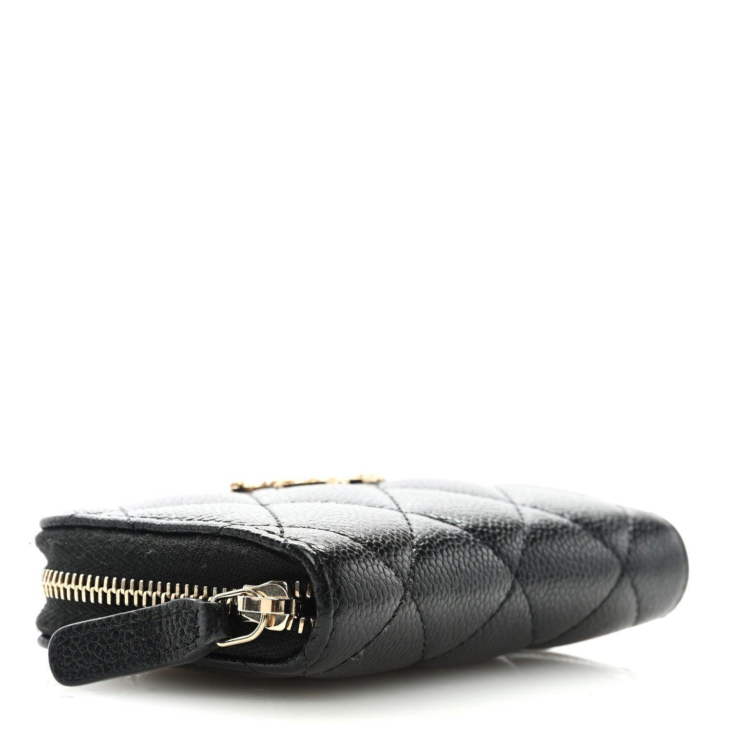 Chanel  Caviar Quilted Multi Chain CC Zip Coin Purse Black