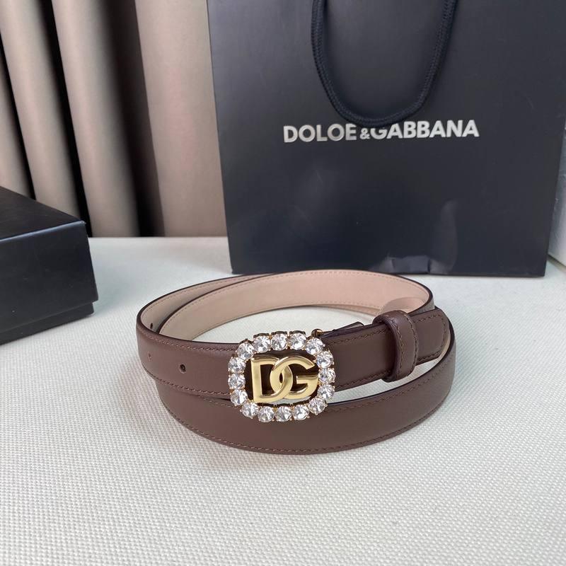 Dolce Gabbana Women Calfskin belt with bejeweled DG logo 'Beige'