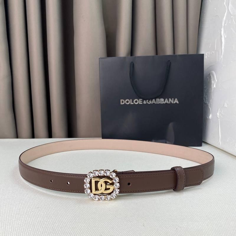 Dolce Gabbana Women Calfskin belt with bejeweled DG logo 'Beige'