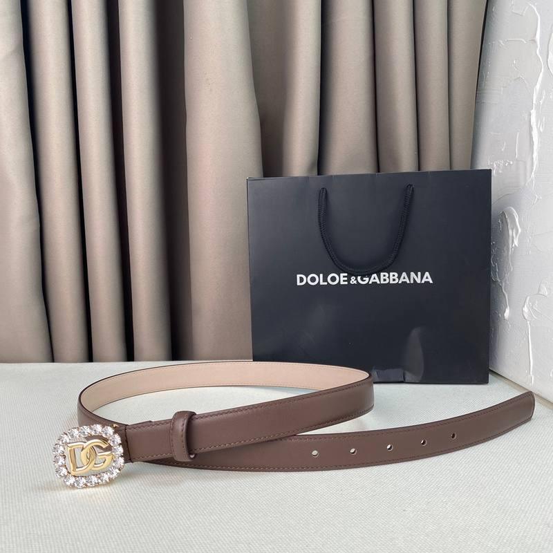 Dolce Gabbana Women Calfskin belt with bejeweled DG logo 'Beige'