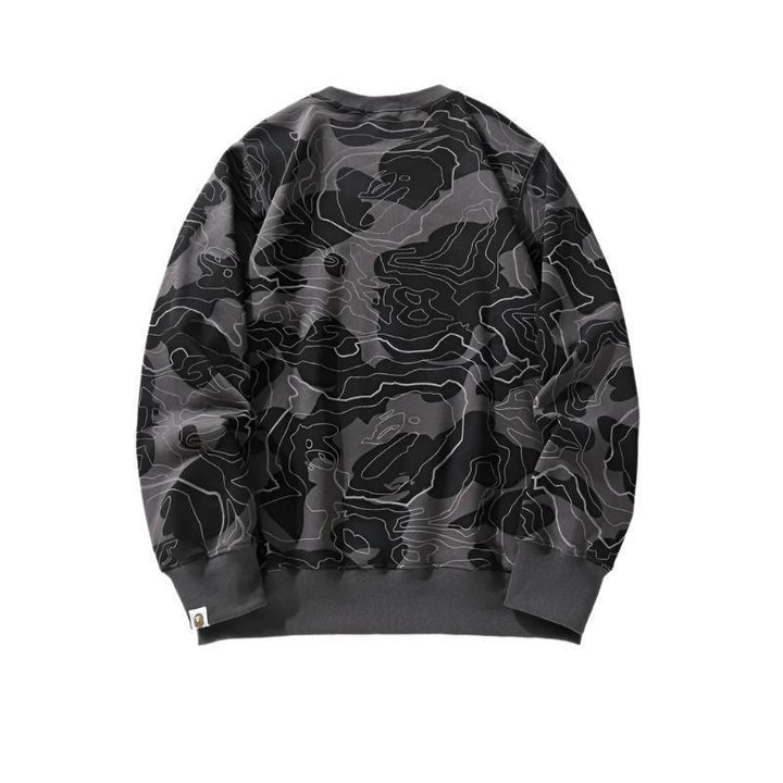 BATHING APE MEN SWEATSHIRT LAYERED CAMO CREWNECK MENS