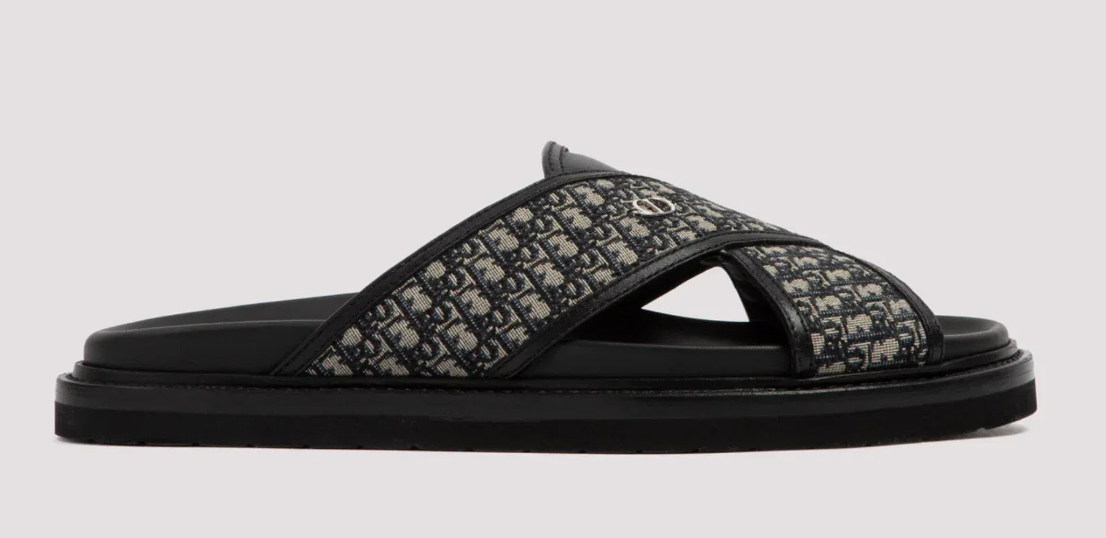 Dior Mens Aqua Sandal Beige Black Blue Oblique Jacquard Logo Slide Slip On